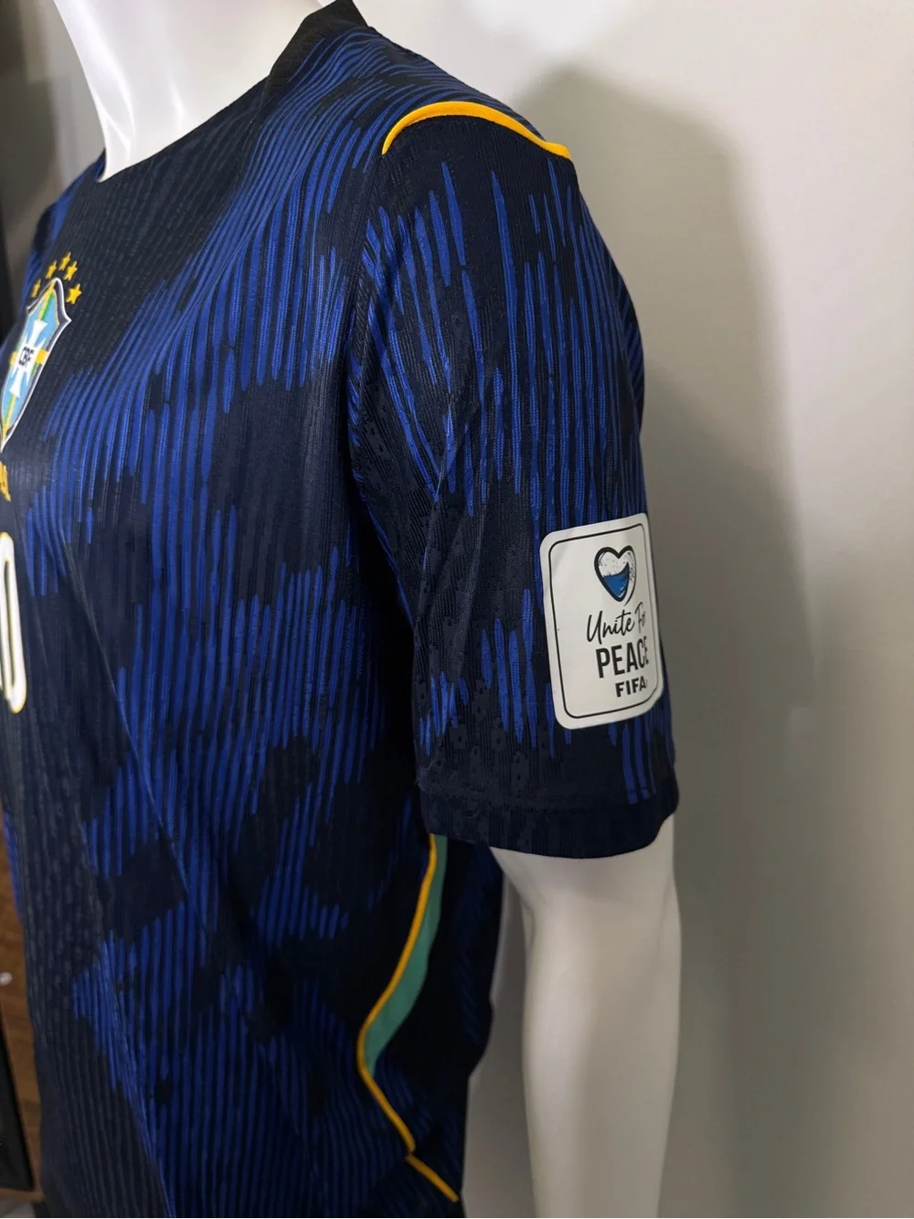 Jordan Brazil #10 Men's Football Jersey - Navy & Yellow